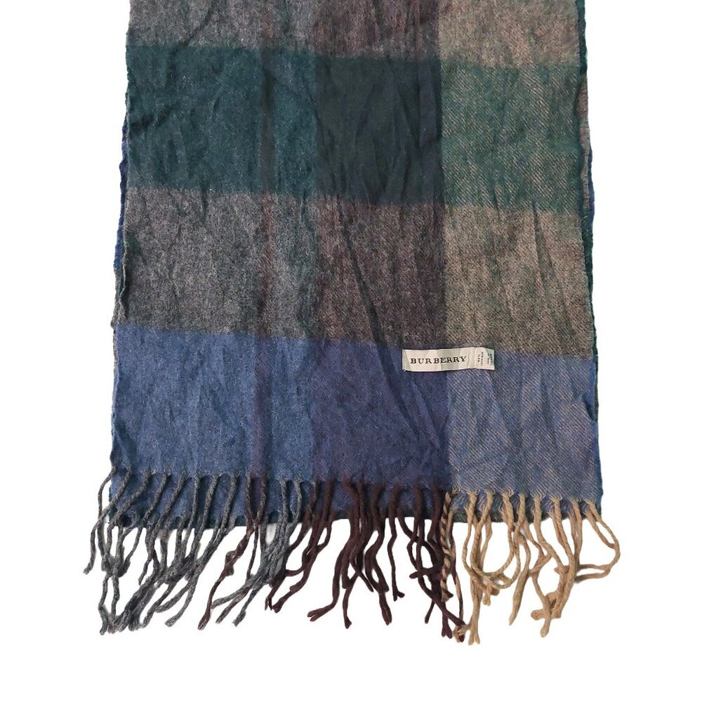 Burberry Blueish Purple, Brown, Green Horizontal Cashmere Scarf Scarves - Picture 3 of 5